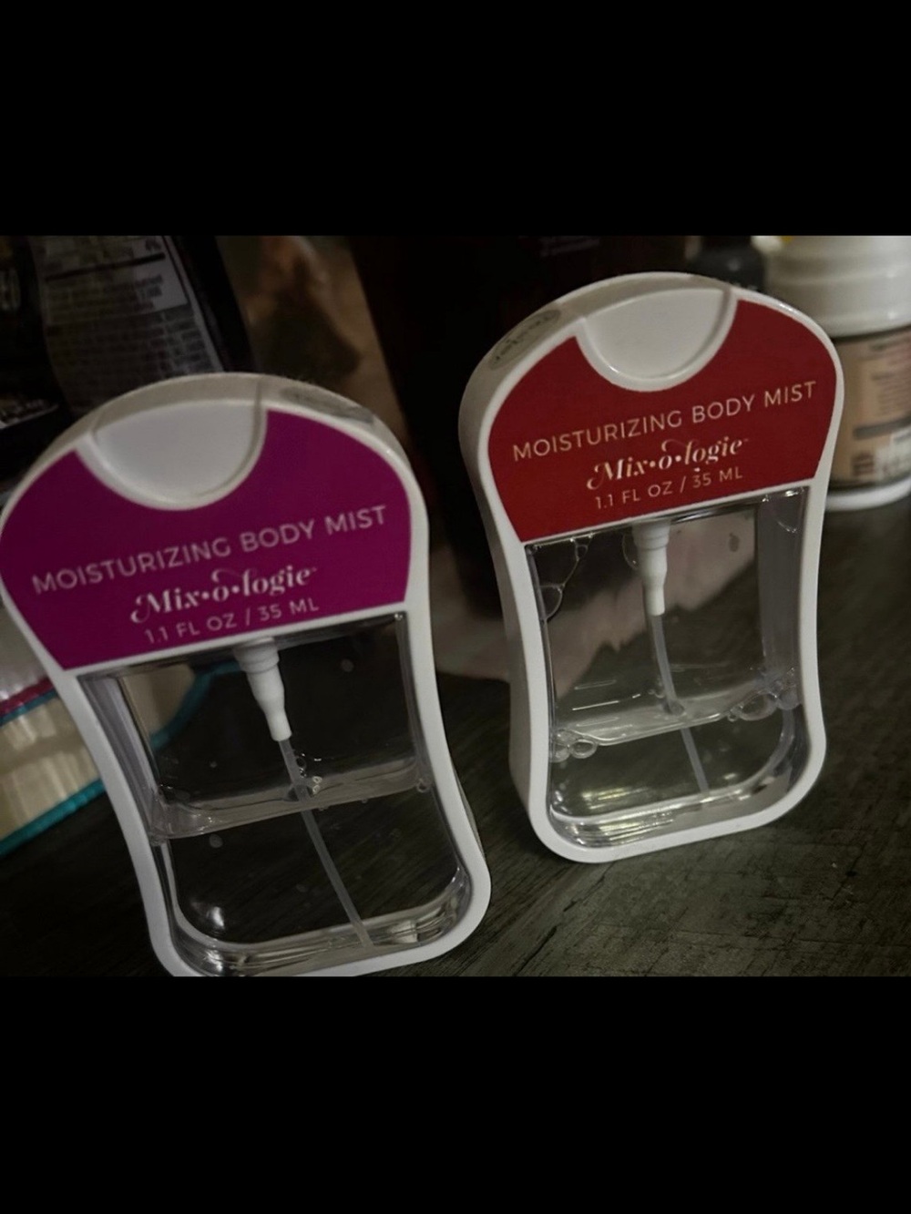 Mixologie Moisturizing Body Mist — Pink & Red Labels half full